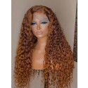 Elva Pre Plucked Ginger Color Brazilian Remy Hair Wet Wave 13x6 Lace Front Wigs Brazilian Deep Curly【00165】