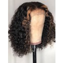 Elva Pre Plucked Deep Curly High Light 1bH4#  Brazilian Remy Hair 13x6 Lace Front Wigs 150 Density  Swiss Lace【00879】