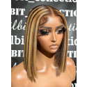 Elva Hair #2#27 Highlight Straight Bob Wig 13x4 Lace Front Bob Wig 100% Human Hair With Pre Plucked Hairline & Bleached Knots【00537】