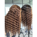 Elva Hair Breathable Lace! 13*6 Lace Front Human Hair Wig  Deep Wave Pre Plucked Hairline Blonde Brown Highlight【00410】