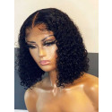 Elva Hair Pre Plucked Deep Curly Bob Wig Brazilian Remy Hair 13x6 Lace Front Wigs 150 Density Swiss Lace【00877】