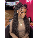 Elva Hair Water Wave Brazilian Remy Hair 150 Density 13X6 Lace Frontal Wigs Pre Plucked With Baby Hair Swiss Lace【00294】