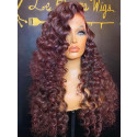 Elva Hair 13*6 Lace Front Wig Big Parting Space 99j Color Burgundy Bouncy Curl 【00216】
