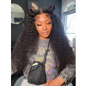 Elva Hair Deep Curly Brazilian Remy Hair 150 Density 13X6 Lace Front Wig Big Parting Space Can Do Any Hair Part Pre Plucked With Baby Hair Swiss Lace【00306】