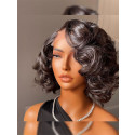Elva Hair Pre Plucked Loose Curl Short Bob Brazilian Remy Hair 13x6 Lace Front Wigs Swiss Lace【00278】