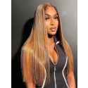 Elva Hair Highlight Color 4# 27# Silky Straight Brazilian Remy Hair 13x6 Lace Front Human Hair Wigs 150 Density 【00801】