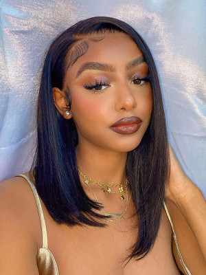 You GLOW Different When You’re A Elva Doll !!! Silky Straight New 13x6  Lace Front Bob Wigs Swiss Lace Pre Plucked Hairline With Bleached Knots 【00231】