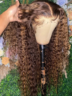 Yonce Wig 150 Density Omber 13x6 Brazilian Curly Lace Front Human Hair Wigs Pre Plucked【00988】