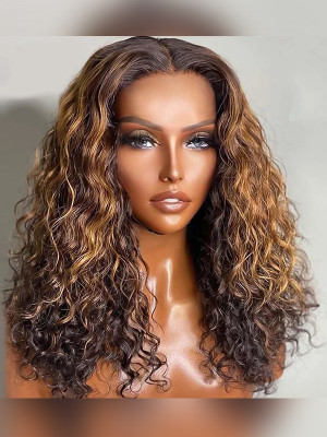 Elva Hair Pretty Highlight Color! Breathable Lace! Virgin Human Hair Water Wave 13x6 Lace Front Wigs Pre Plucked【00350】