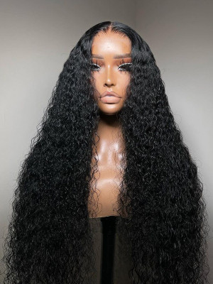 5x5 Real HD lace Elva Hair Glueless Trendy Lace Frontal color 4# Wet Curly Hair  Brazilian Remy Hair【G032】