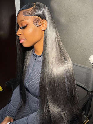  Need Hair for Special Event ,Birthday, Wedding, Bridal Shower, Baby shower? THIS ONE!!! Pre Plucked Raw Cambodian Silky Straight  13X6 Lace Front Wig Bleached Knots Swiss Lace【00314】