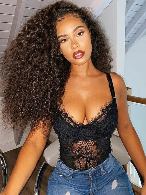 Elva Pre Plucked Brazilian Human Hair 13x6 Lace Front Wigs  Wet Wave Deep Curly Heavy Density Preplucked With Baby Hair Bouncy Curl【00167】