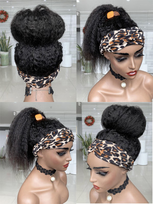 Elva Hair Kinky Straight Headband Wig 150% Density Brazilian Remy Hair【00964】