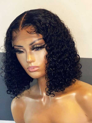 Elva Hair Pre Plucked Deep Curly Bob Wig Brazilian Remy Hair 13x6 Lace Front Wigs 150 Density Swiss Lace【00877】