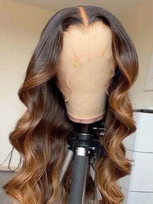 Elva Hair Ombre Body Wave Brazilian Remy Hair Pre-plucked 13x6 Lace Front Human Hair Wigs【00972】