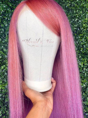 Ice Cream Pink Pre Plucked 613#  Silky Straight 13x6 Lace Frontal Wig With Baby Hair 【00367】