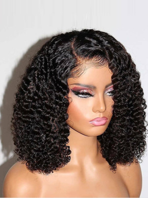  Glueless lace Jerry Curls Bob Wig 13x6 Lace Front Wigs 150 Density Brazilian Remy Hair Swiss Lace Elva Hair【G035】