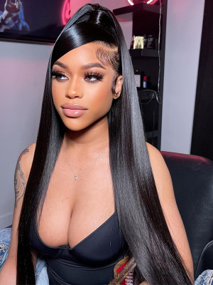 Elva Hair Silky Straight Brazilian Remy Hair Pre Plucked13x2 Lace Front Wigs 150 Density Swiss Lace【00788】