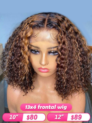 INVISIBLE TRANSPARENT LACE Surper Melt into Skin! Bouncy Curls Virgin Human Hair 13x4 Lace Front Wigs Pre Plucked【00993】