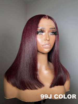 99J Burgundy Wig 13x6 Lace Front Wig With 150% Denstity Straight Bob Pre Plucked Brazilian Remy Hair Elva【G039】