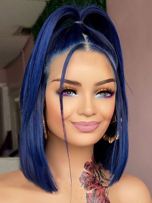 Midnight Bliss I’m Obsessed with This Blue! 13x6 Lace Front Human Hair Wigs Pre Plucked Natural Hairline With Baby Hair Elva【00247】