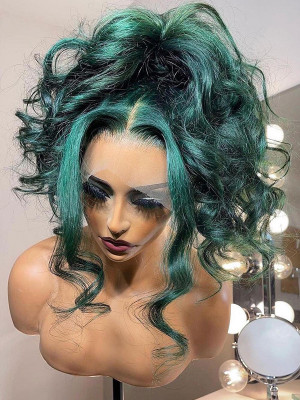 13x2 Lace Front Wigs Sexy Green Loose Wave Who Wanna Kill This One? 【00201】