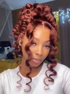 More than $1,200 salon lookalike !!! Reddish Brown 360 Lace Wig Brazilian Remy Hair With Baby Hair Bleached Knots Pre Plucked 180 Density【G006】