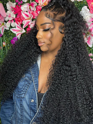 32 Inches Available !!! 18''- 32'' InchesDeep Curly  Pre Plucked Raw Cambodian 13X4 Lace Front Wig Bleached Knots With Pre Plucked Hairline【00485】