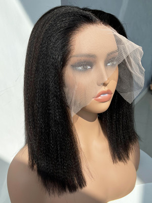Elva Hair New In Yaki Straight Bob Wig 13x6  Swiss Lace Wig  Pre Plucked Hairline With Baby Hair 【G020】