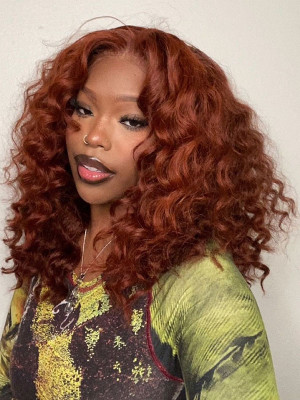 Elva Hair Reddish Brown Hair 13*4 Lace Front Wig Loose Wave Bob 100% Human Hair Wigs 【00452】