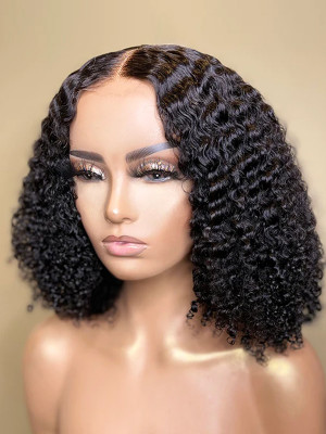 Elva Hair Glueless Trendy Curly Bob 5x5 HD Lace Frontal Wigs Brazilian Remy Hair【G057】