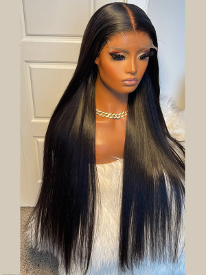 Only for Member 100% Human hair Wigs !!! Silky Straight 130% Brazilian Remy Hair 13X6 Lace Frontal Wigs Pre Plucked Natural Hairline free shipping【G044】 