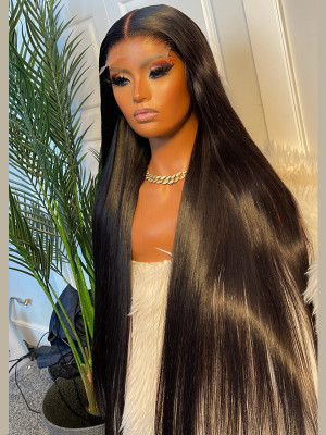 Only for Member 100% Human hair Wigs !!! Silky Straight 130% Brazilian Remy Hair 13X6 Lace Frontal Wigs Pre Plucked Natural Hairline free shipping【G044】 