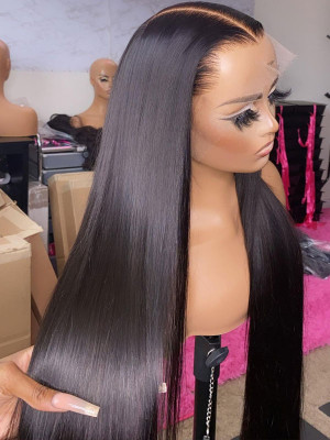 Elva Hair Silky Straight Brazilian Remy Hair 150 Density 13X6 Lace Frontal Wigs Pre Plucked With Baby Hair Swiss Lace【G001】