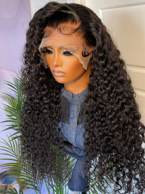 Only for Member 100% Human hair Wigs !!! 130% Brazilian Remy Curly Hair 13X6 Lace Frontal Wigs Pre Plucked Natural Hairline free shipping【G043】 