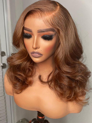 LIKE IT?!?! YES PLEASE! Elva 13X6 Human Hair Bob Wig Curly Invisible Lace!!!【00503】