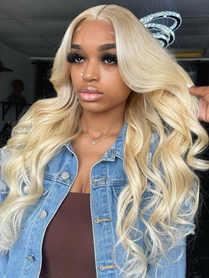 Elva Pre Plucked Brazilian Remy Hair 613# Blonde Body Wave 13*6 Lace Front Wigs 150 Density With Baby Hair 【G50】