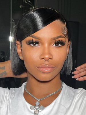 Flash Sale!!！8-12 Inches Virgin Hair Elva Hot Bob Hair 13x4 Lace Frontal Wig Straight Bob Wig Swiss Lace【G046】