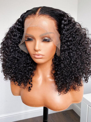  Heavy Density Remy Kinky Curly 360 Lace Wigs Swiss Lace 180 Density Pre Plucked Natural Hairline 【G005】