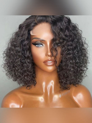 Elva Hair 5*5 HD Closure Wigs Deep Curly HD Lace Wig Brazilian Remy Hair 150 Density 【00447】