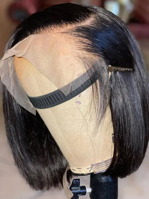 Elva Hair Side Part Silky Straight Bob Wig 13x6  Swiss Lace Wig  Pre Plucked Hairline With Baby Hair 【G003】