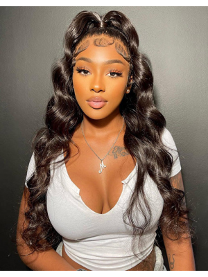 Elva Skinlike Real HD Lace Body  Wave 360 HD Full Frontal Wig Pre Plucked Natural Hairline Swiss Lace【G68】
