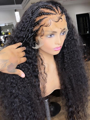Elva Hair Deep Curly Brazilian Remy Hair 150 Density 13X6 Lace Frontal Wigs Pre Plucked With Baby Hair Swiss Lace【00364】