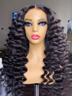 Elva Hair 5*5 HD Closure Wigs Loose Deep Wave HD Lace Wig Brazilian Remy Hair 150 Density 【00432】