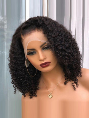 Only for Member Curly hair Wigs!!! Elva hair 13x6 Lace Glueless Short Wig 100% Human Hair 【G041】