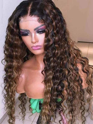 Elva Pre Plucked Water Wave Yonce Wig  Omber Color Brazilian Remy Hair 13x6 Lace Front Wigs 150 Density  Swiss Lace【00873】