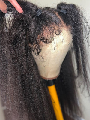 Curly Edges Wig! Kinky Straight 13x6 Lace Front Wig With Pre-Plucked Hairline & Bleached Knots Elva【G018】