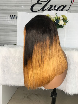 Silky Straight Bob 1BT27# Omber Color 13x6 Lace Front Human Hair Wigs【G031】