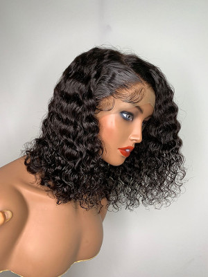 Elva Hair Wigs Pre Plucked Jerry Curl 13x6 Lace Front Bob Wig 150 Density Bleached Knots 【00334】