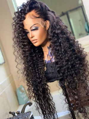 Elva Hair Water Wave Brazilian Remy Hair 150 Density 13X6 Lace Frontal Wigs Pre Plucked With Baby Hair Swiss Lace【00261】